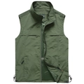 Chaleco de exterior verde oscuro para hombre con forro de malla y cuello alto - M / Verde Militar