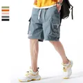 Pantalones cortos cargo informales para hombre en gris azulado con bolsillos laterales - M / Azul Grisáceo