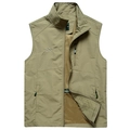 Outdoor Freizeitweste für Herren mit atmungsaktivem Netzfutter und Stehkragen - M / Khaki
