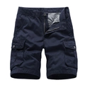 Short cargo homme bleu foncé en coton avec multiples poches utilitaires, vue à plat - EU 30 / Bleu foncé