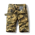 Pantalones cortos tipo cargo de algodón camuflaje selva con cinturón de lona verde y marca - EU 28 / Caqui