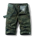 Pantalones cortos tipo cargo de camuflaje para hombre con cinturón de lona verde - EU 28 / Verde Militar