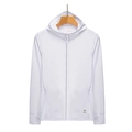 Witte zonnebeschermende jas met capuchon UPF 50+ met duimgaten en ritssluiting - M / Dames Wit