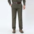 Herren-Freizeithose in Olivgrün, gerader Schnitt aus strapazierfähigem Baumwoll-Twill - L / Armeegrün