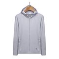 Men's light grey hooded sun protection jacket with UPF 50+ and thumb holes - M / Men's Light Gray