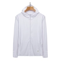 White unisex hooded sun protection jacket with UPF 50+ rating and thumbhole cuffs - M / Men's White