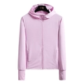 Hellrosa Kapuzen-Sonnenschutzjacke mit Daumenlöchern und durchgehendem Reißverschluss - M / Rosa