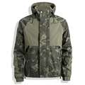Outdoor hooded camouflage jacket in olive green patchwork design with adjustable drawstrings - M / Camouflage