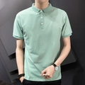 Slim fit light green men's short sleeve polo shirt with classic three-button placket - M / Bean Green