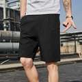 Men's black slim fit stretch casual shorts in a stylish urban knee-length design - M / Black (8028)