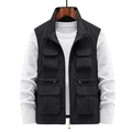 Men's outdoor tactical cargo vest with multi-pockets in black durable finish - M / Black