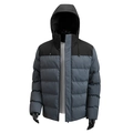 Giacca invernale trapuntata da uomo bicolore con cappuccio in nero e grigio - M / grigio scuro