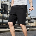 Men's summer slim-fit casual shorts in black elastic quick-dry fabric for outdoor sports - M / Black (8029)
