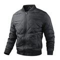 Men's black quilted bomber jacket with diamond pattern and ribbed standing collar design - M / Black