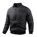Men's black quilted bomber jacket with stand collar and diamond pattern detail - M / Black