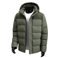 Giacca trapuntata invernale spessa da uomo con cappuccio e coulisse verde militare - M / Verde Militare