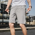 Men's slim fit stretch casual shorts in light grey quick-dry fabric for summer wear - M / Grey (8029)