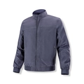 Men's dark grey windproof varsity jacket with stand collar and ribbed hem details - M / Dark Gray