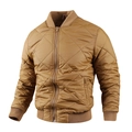 Men's quilted mustard yellow bomber jacket with diamond pattern and ribbed cuffs - M / Earthy Yellow