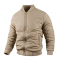 Men's khaki diamond quilted bomber jacket with ribbed collar and windproof finish - M / Khaki