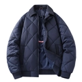 Veste matelassée bleu marine pour hommes avec motif en losange et finitions côtelées - Bleu clair
