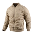 Men's khaki diamond-quilted bomber jacket with a stand collar and metallic zipper - Khaki
