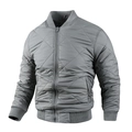 Men's dark grey quilted bomber jacket with diamond stitching and ribbed trim collar - M / Gray