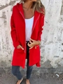 Women's bright red mid-length zip-up hoodie featuring decorative metallic zipper pockets - S / Tops / Red