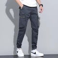 Men's dark gray cargo joggers with tactical zip pockets and elastic cuffs - EU 29 / Gray