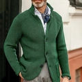 Close-up of green waffle knit cardigan showing thick texture and button detail - S / Tops / Green