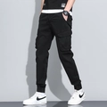 Men's black cargo joggers featuring drawstring waist and elastic cuffs in a slim fit - 657 Black / 29