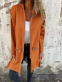 Women's mid-length long sleeve hooded zip-up cardigan jacket in vibrant orange color - Orange