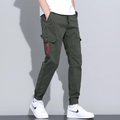 Men's military green cargo pants with drawstring waist and red zipper pocket detail - 666 Military Green / 29