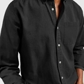 Camisa vaquera negra de manga larga para hombre con cuello solapa y un bolsillo - S / Tops / Negro
