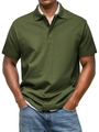 Dettaglio polo a maniche corte verde oliva con colletto rovesciato e bottoni nascosti - 2XL / Verde Militare