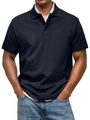 Dettaglio di una polo blu navy da uomo con colletto classico e bottoni nascosti - 2XL / Blu navy