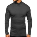 Maglia termica da uomo grigio scuro a maniche lunghe con collo a lupetto, vestibilità slim - Taglia S / Top / Grigio (Maniche Lunghe)