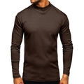 Dettaglio del collo a lupetto sulla maglia termica da uomo a maniche lunghe marrone scuro - Taglia S / Top / Maniche lunghe / Marrone scuro