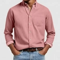 Camicia oxford classica da uomo in rosa antico con maniche lunghe, taschino e bottoni bianchi - S / Rosa
