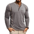 Camicia Henley grigia da uomo a maniche lunghe con cuciture a contrasto e bottoni in legno - Taglia S / Grigio