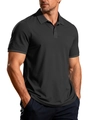 Polo homme gris anthracite avec texture gaufre et manches courtes côtelées - S / Noir