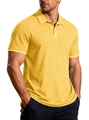 Polo homme jaune vif en maille gaufrée avec manches courtes et finitions côtelées - S / Jaune