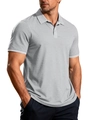 Men's short sleeve polo shirt in light grey with premium waffle textured fabric - Light Gray