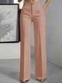 High-waisted dusty pink straight leg trousers with elegant draped professional suit fabric - 3XL / Pink