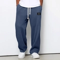 Pantaloni sportivi blu da uomo in maglia a nido d'ape con coulisse bianca in vita - Taglia S / Blu navy