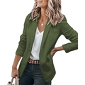 Detail view of olive green blazer with lapel collar and single breasted buttons - Army Green