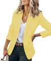 Detalle de chaqueta amarillo brillante con solapa de muesca y frente abierto - S / Tops / Amarillo