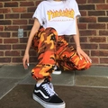 Pantalon cargo camouflage orange avec poignets élastiques et style streetwear - Orange
