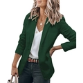Close-up of a deep green women's blazer featuring a notched lapel and single-breasted button - S / Dark Ink Green