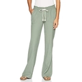 Relaxed fit soft linen-blend pants for women with elastic drawstring waist in sage green - S / Green